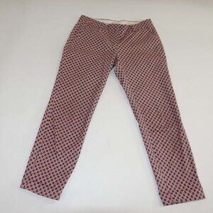 J. Crew Women's Printed Cafe Capri Pants Size 4 Beige Red Navy Blue Mid Rise